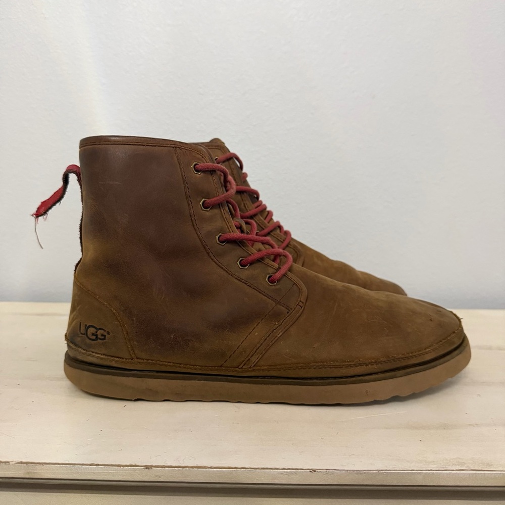 Ugg Brown Leather Harkey Waterproof Chukka Boots - Picture 3 of 9